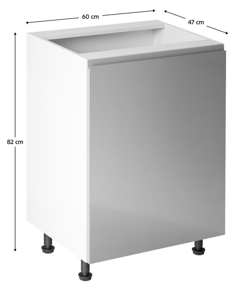 Dolní kuchyňská skříňka D601F Aurellia (bílá + lesk šedý) (P)