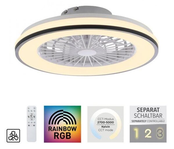 LD 14447-18 LED stropní ventilátor CCT RGB změna barev dálkový ovladač, RGB/2700-6500K - JUST LIGHT