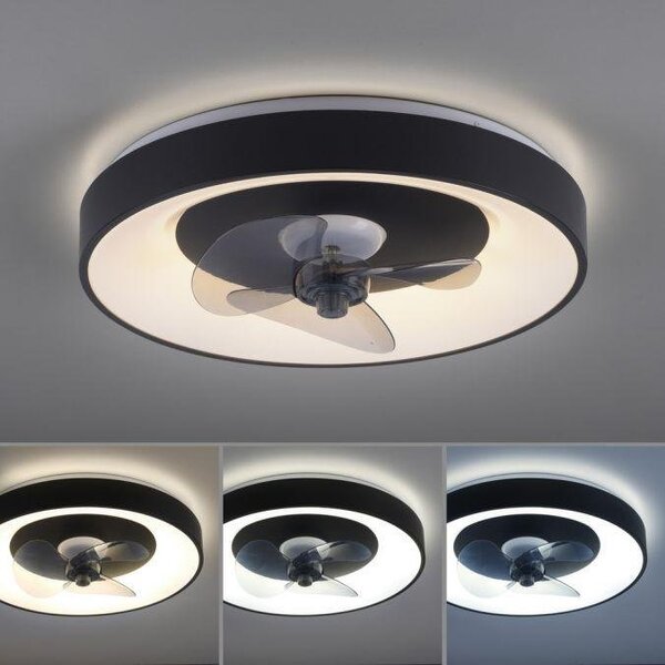 LD 14644-18 LED stropní svítidlo s ventilátorem černé, časovač, stmívatelné paměťová funkce, 2700-5000K - JUST LIGHT