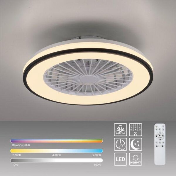 LD 14447-18 LED stropní ventilátor CCT RGB změna barev dálkový ovladač, RGB/2700-6500K - JUST LIGHT
