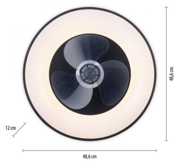 LD 14644-18 LED stropní svítidlo s ventilátorem černé, časovač, stmívatelné paměťová funkce, 2700-5000K - JUST LIGHT