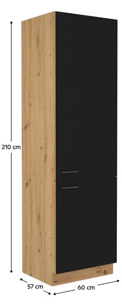 Potravinová kuchyňská skříňka Meriel 60 DK 210 2F (černá + dub artisan)