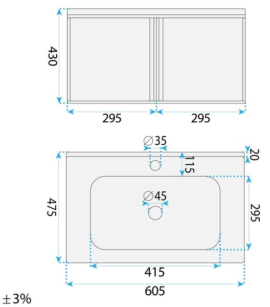 Sada koupelnového nábytku s umyvadlem Gama T25023 HHL 60CM