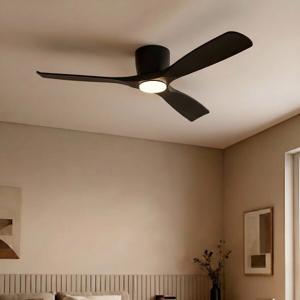 Stropní ventilátor Moneno Smart LED, černý, DC, Tuya – Lucande Lucande, Moneno, stmívatelné, Černá, Obývací pokoj, Kov, Moderní
