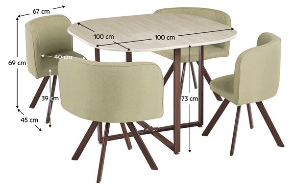 Jídelní set 4+1 Brianite (světlohnědá + přírodní)