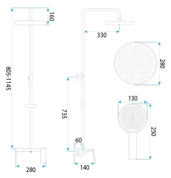 Rea, Sprchový set Rea Vision Chrome, REA-P6738