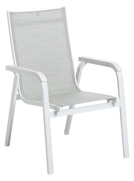 KETTLER BASIC PLUS stohovatelné, hliníkové křeslo - bílá / světle šedá