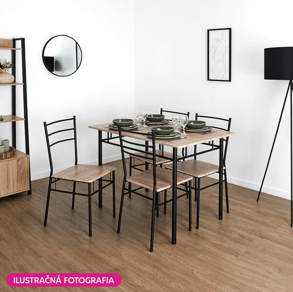 Jídelní set Metabolicas (dub sonoma + černá) (pro 4 osoby)