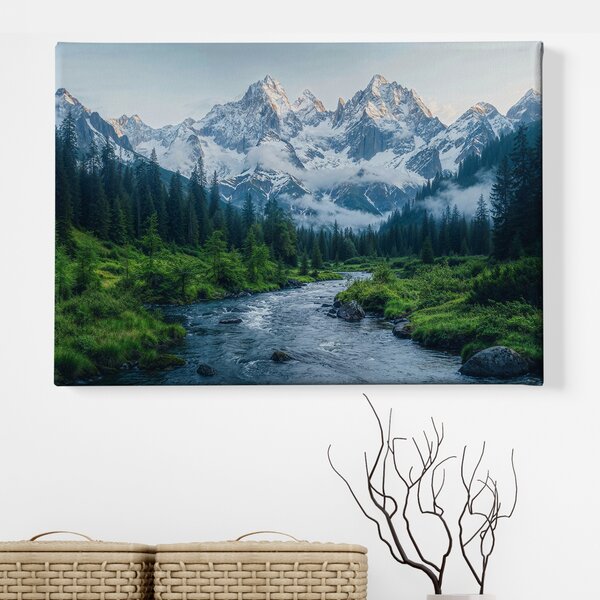 Obraz na plátně - Divoká říčka na úpatí hor FeelHappy.cz Velikost obrazu (šířka x výška): 40 x 30 cm