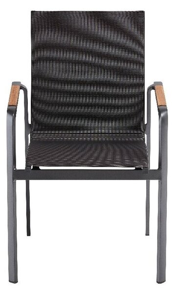 KETTLER DIAMOND stohovatelné, hliníkové křeslo s teakovými područkami - antracit / antracit