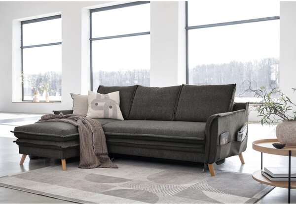 Tmavě šedá rozkládací rohová pohovka (levý roh) Charming Charlie – Miuform