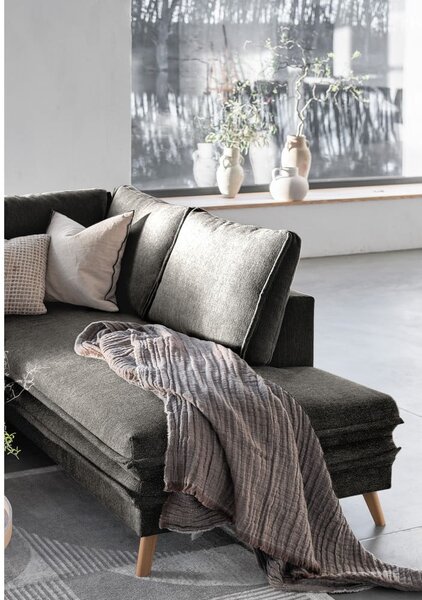 Tmavě šedá rozkládací rohová pohovka (pravý roh) Charming Charlie – Miuform