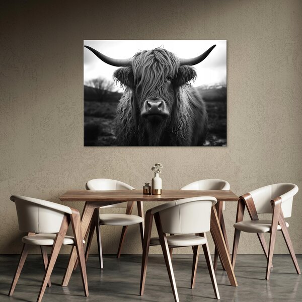 OBRAZ NA PLÁTNĚ SKOTSKÁ KRAVA NA ZEĎ DO LOŽNICE OBÝVÁKU MODERNÍ 120x80