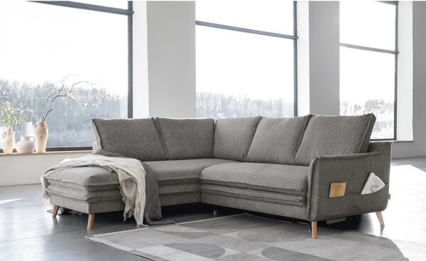 Šedá rozkládací rohová pohovka (levý roh) Charming Charlie – Miuform