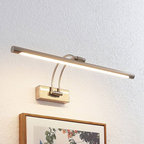 Lucande Obrazové svítidlo LED Dimitrij, nikl, kov, 54 cm, Hliník / šedá / zinek, Obývací pokoj / jídelna, kov, Moderní