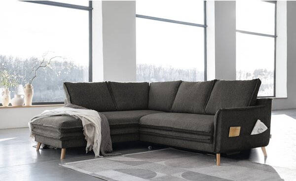 Tmavě šedá rozkládací rohová pohovka (levý roh) Charming Charlie – Miuform