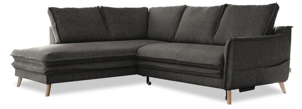 Tmavě šedá rozkládací rohová pohovka (levý roh) Charming Charlie – Miuform