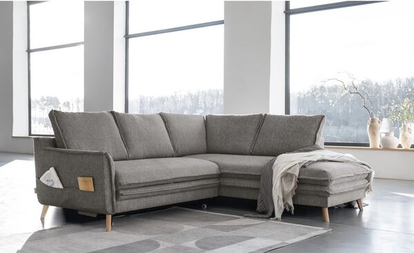 Šedá rozkládací rohová pohovka (pravý roh) Charming Charlie – Miuform