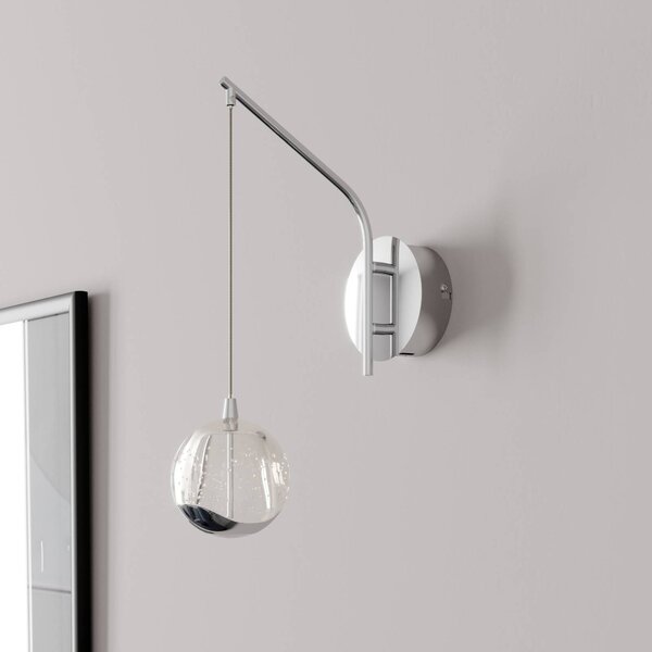 Lucande Nástěnné svítidlo LED Hayley, barva chrom, sklo, výška 34 cm, Čirá / transparetní, Obývací pokoj / jídelna, Sklo, Moderní