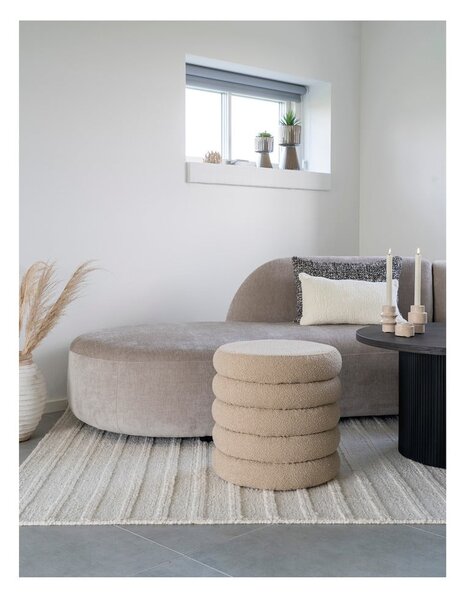 Béžový taburet z textilie bouclé Brooklyn – House Nordic