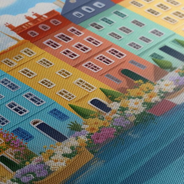 Obraz pastelové město s loděmi