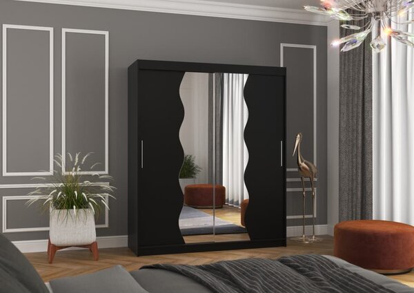 Šatní skříň s posuvnými dveřmi Kansas - 180 cm Barva: Černá