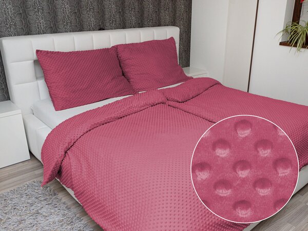 Biante Hřejivé ložní povlečení Minky TOP 3D puntíky MKP-057 Ostružinové Jednolůžko 140x200 a 70x90 cm