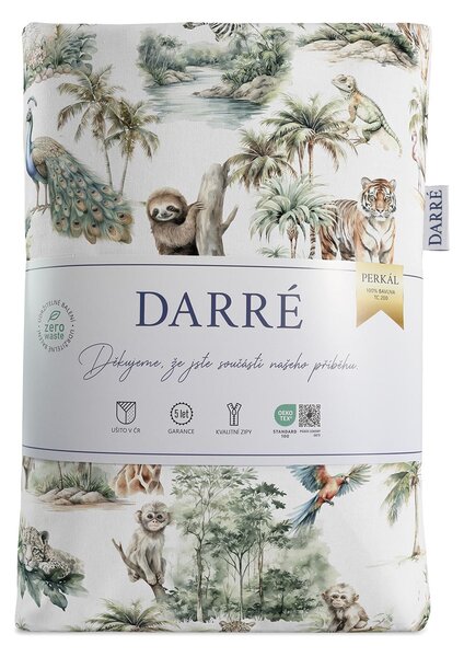 DARRÉ Perkálové bavlněné povlečení Zvířátka v přírodě - duo Velikost: 140 x 200 + 70 x 90