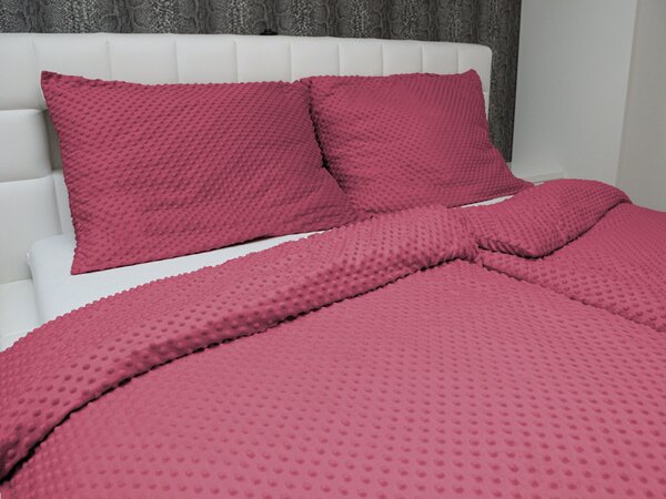 Biante Hřejivé ložní povlečení Minky TOP 3D puntíky MKP-057 Ostružinové Jednolůžko 140x200 a 70x90 cm
