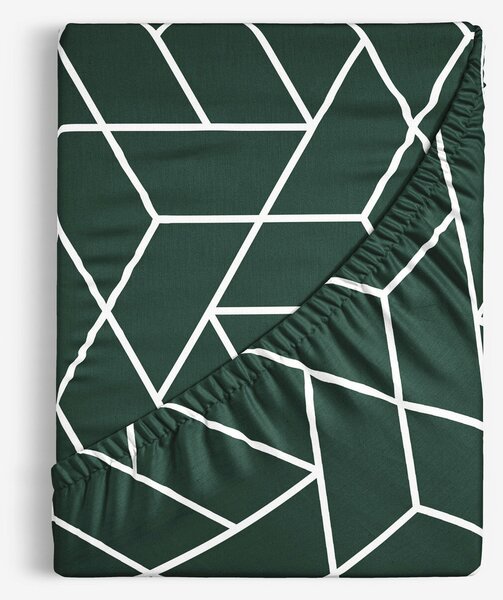 Goldea bavlněné napínací prostěradlo - mozaika na tmavě zeleném 80 x 160 cm