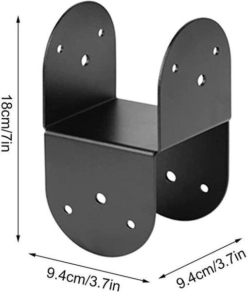 Spojovací konzole pro sloupy – podpěrné konzole pro altán/pergolu – zesílení konstrukce – kovová konstrukce – 18 x 9,4 cm – pouze atribut