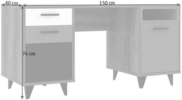 PSACÍ STŮL, šedá, zelená, černá, bílá, barvy dubu, 150/60/74 cm Carryhome - Dětské pokoje sestavy