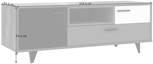 KOMODA POD TELEVIZI, šedá, zelená, černá, bílá, barvy dubu, 155/54/52 cm Carryhome - Dětské pokoje sestavy