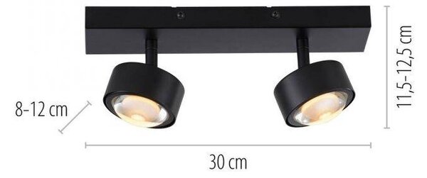 LD 12053-18 Kolekce Schöner Wohnen stropní svítidlo bodové svítidlo KULU, černá, 2-ramenné, nastavitelné a otočné, 3000K - JUST LIGHT