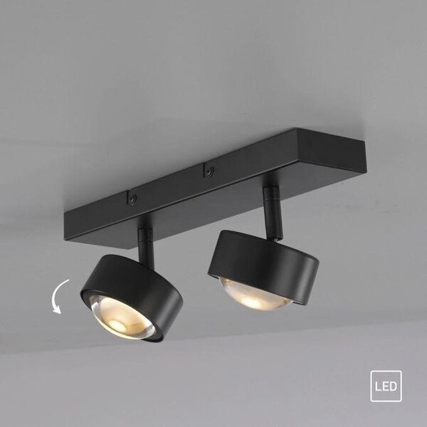 LD 12053-18 Kolekce Schöner Wohnen stropní svítidlo bodové svítidlo KULU, černá, 2-ramenné, nastavitelné a otočné, 3000K - JUST LIGHT