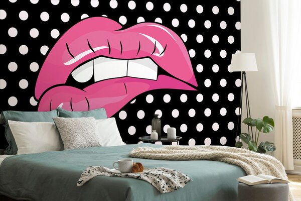 Tapeta pop art růžové rty