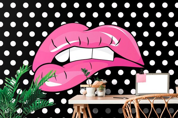 Tapeta pop art růžové rty