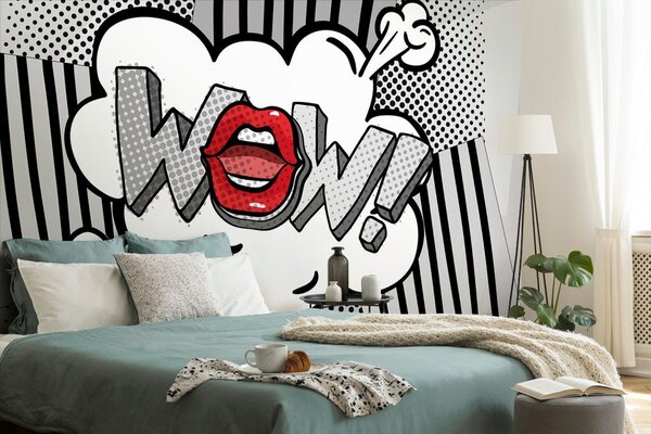 Tapeta stylový šedý pop art - WOW!