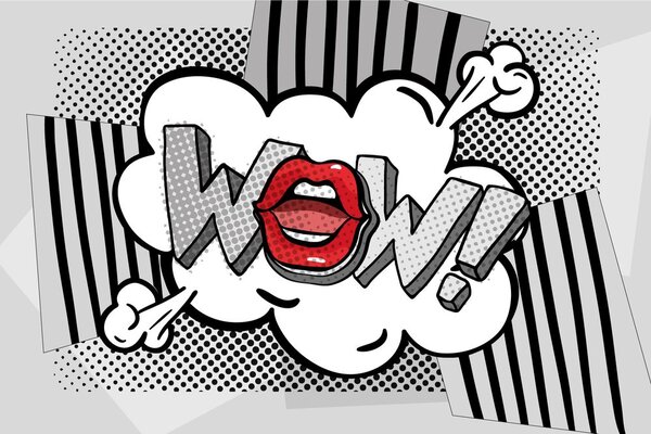 Tapeta stylový šedý pop art - WOW!