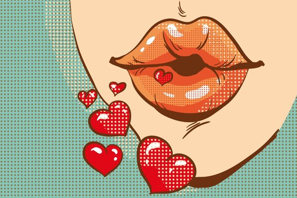 Tapeta pop art polibek plný lásky