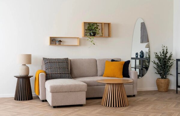 Nordic Living Rohová rozkládací pohovka Belfast 218 cm, pravá