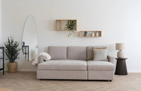 Nordic Living Rohová rozkládací pohovka Belfast 218 cm, pravá