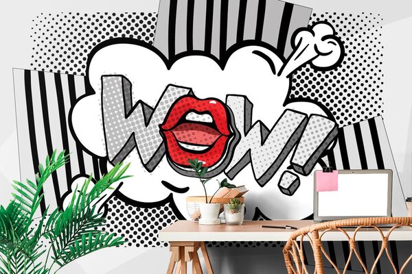 Tapeta stylový šedý pop art - WOW!