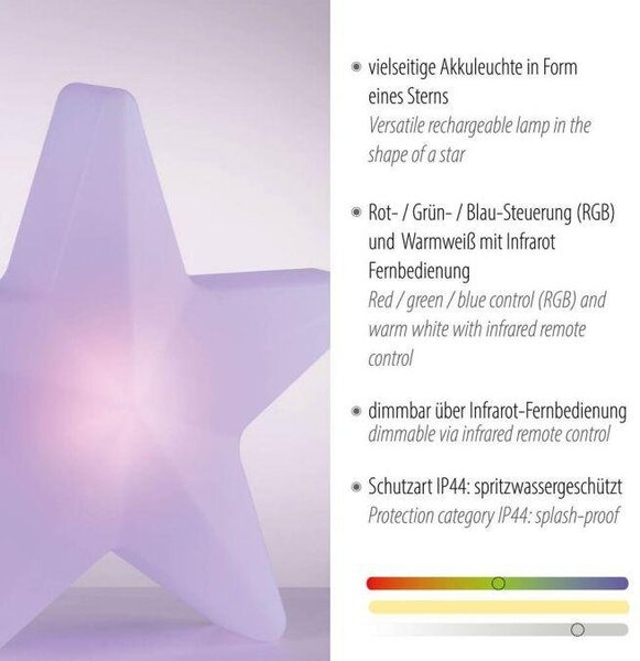 LD 19291-16 LED bateriové svítidlo AKKU-STAR, bílá, velké, venkovní IP44, nabíjecí přes USB, RGB/6000K - JUST LIGHT