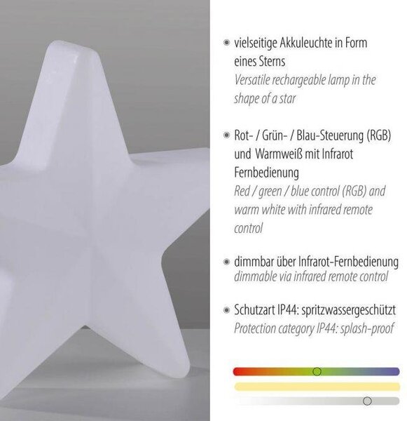 LD 19290-16 LED bateriové svítidlo AKKU-STAR, bílá, malé, venkovní, IP44, nabíjecí přes USB, RGB/6000K - JUST LIGHT