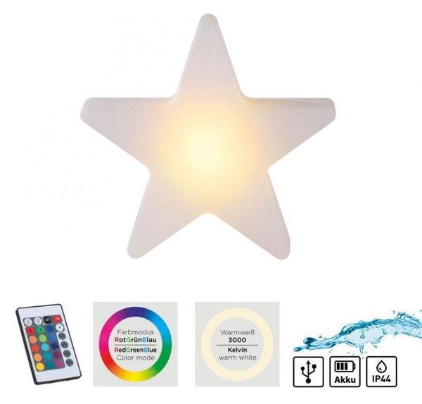 LD 19290-16 LED bateriové svítidlo AKKU-STAR, bílá, malé, venkovní, IP44, nabíjecí přes USB, RGB/6000K - JUST LIGHT