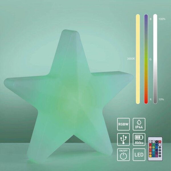 LD 19291-16 LED bateriové svítidlo AKKU-STAR, bílá, velké, venkovní IP44, nabíjecí přes USB, RGB/6000K - JUST LIGHT