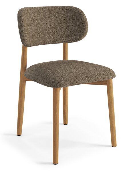 MAZZONI EXPORT ALMO Hnědá Taupe (tkanina Monza 40)/rám: lakovaný dub - DŘEVĚNÁ ŽIDLE BOUCLÉ DO OBÝVACÍHO POKOJE JÍDELNY KUCHYNĚ RETRO