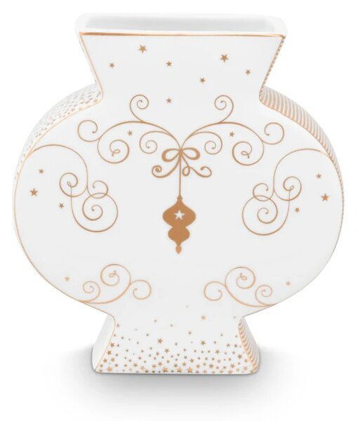 Pip Studio porcelánová váza Royal Winter bílo-zlatá malá