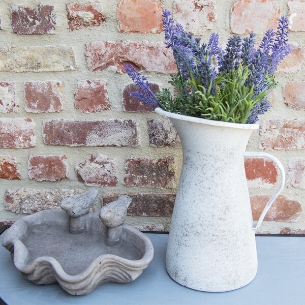 Šedý bílý antik dekorativní kovový džbán - 15*15*27 cm - Clayre & Eef